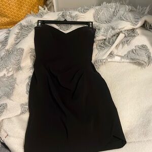 Black strapless mini dress